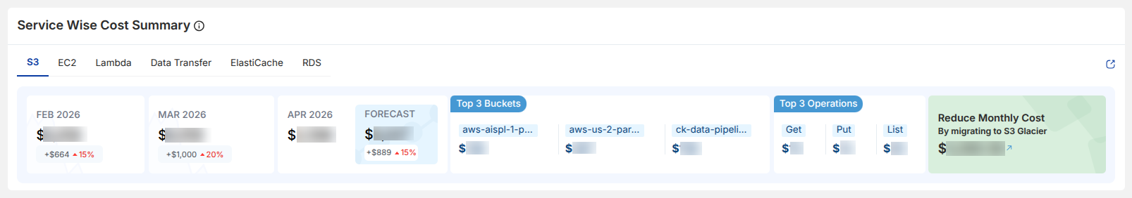Service Wise Cost Summary