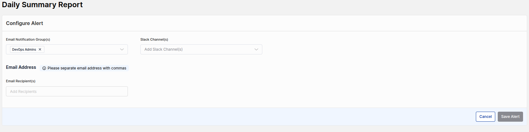Budget alerts dashboard