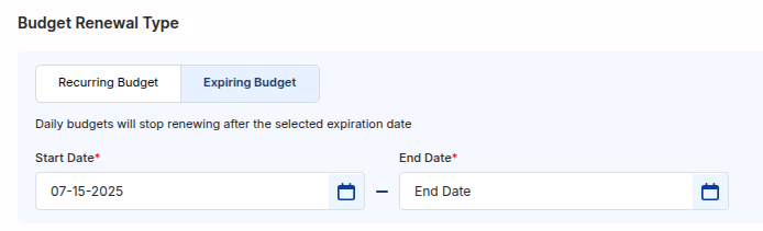 Budget threshold settings